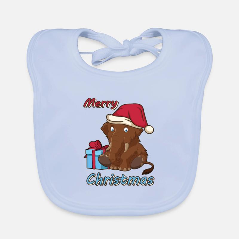 Conception de dessin animé de cadeau de Noël d'éléphant de mammouth Bavoir bio Bébé