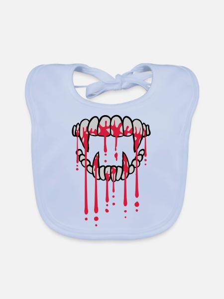 Blood drops vampire - Organic Baby Bibs - sky blue - Front
