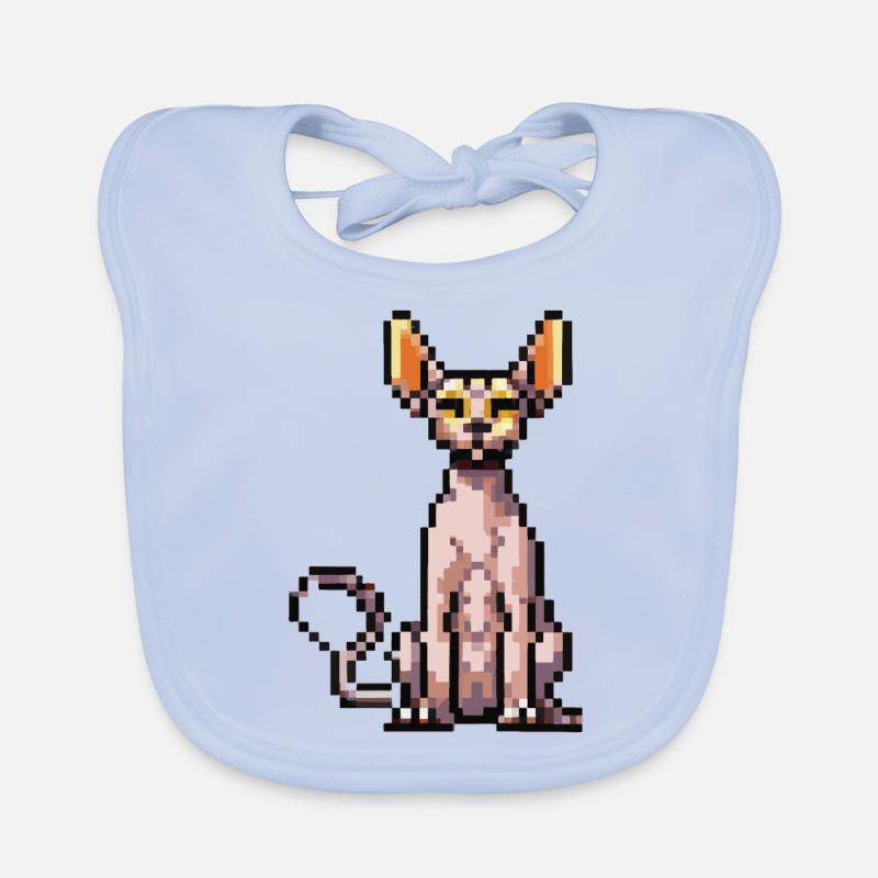 Cat Pixel Art Gift Idea Organic Baby Bibs