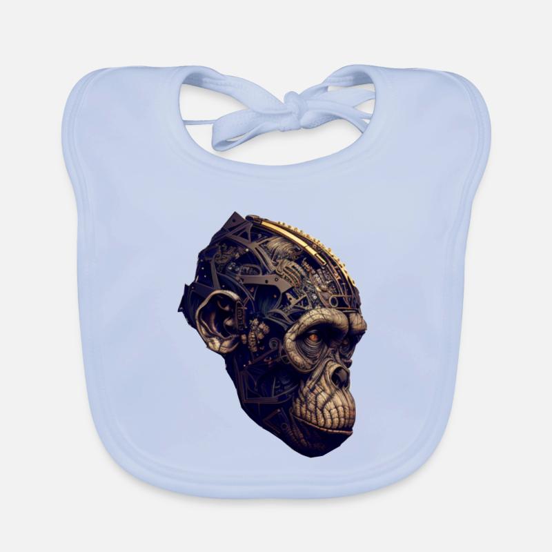 Fortschrittliche Evolution: Der Affe trifft KI Baby Bio-Lätzchen