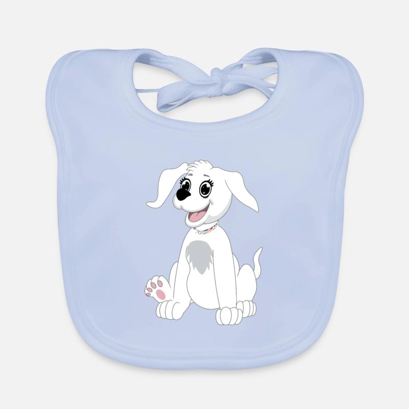 Seated dog - white Organic Baby Bibs