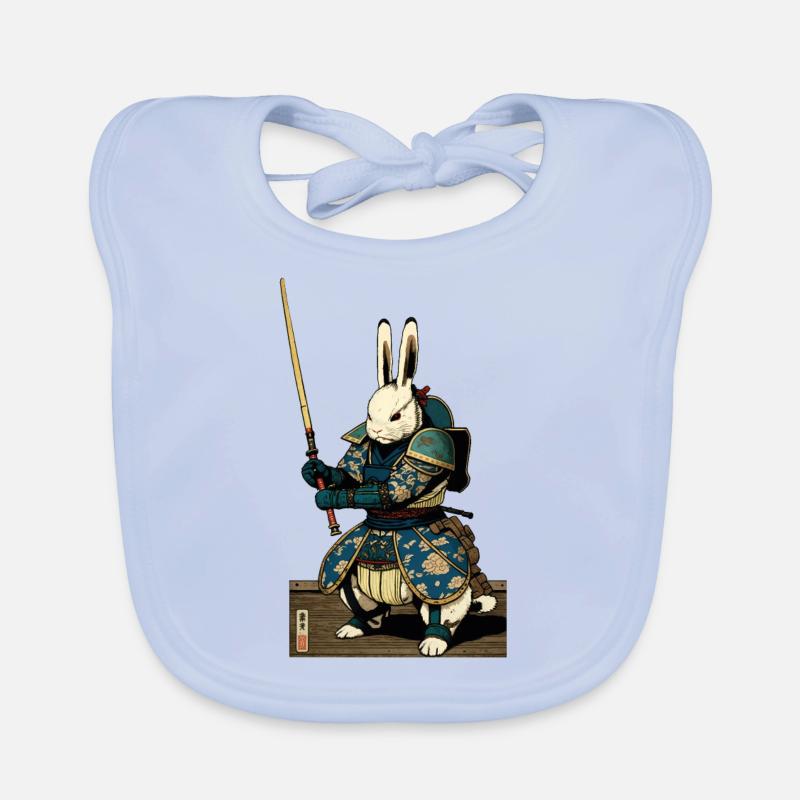 Lapin japonais en armure de samouraï de style ukiyo-e Bavoir bio Bébé