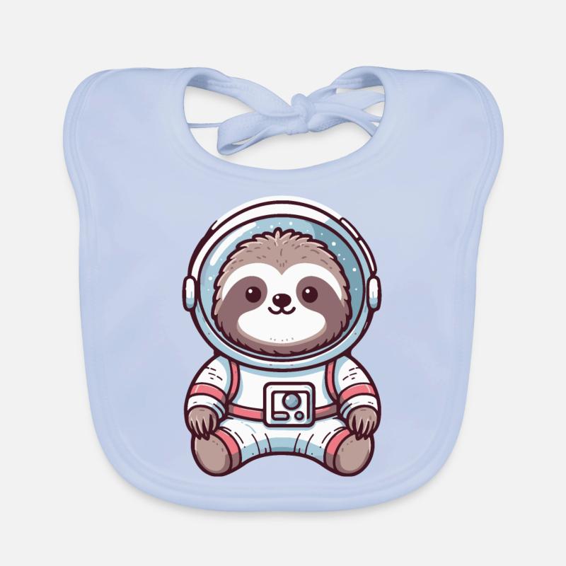 Cute sloth in astronaut suit, outer space Organic Baby Bibs