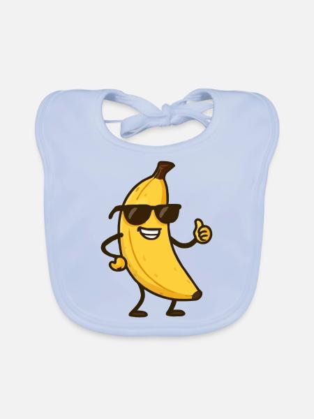 Banana Comic - Organic Baby Bibs - sky blue - Front