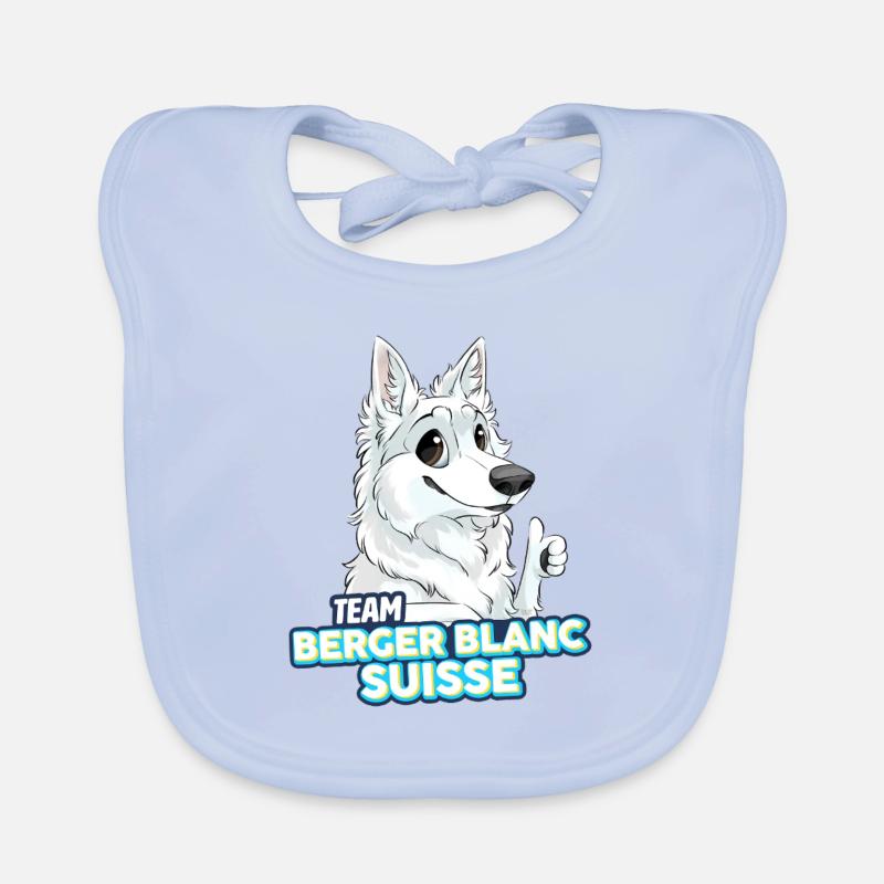 TEAM Berger Blanc Suisse - Bavoir bio Bébé - bleu ciel