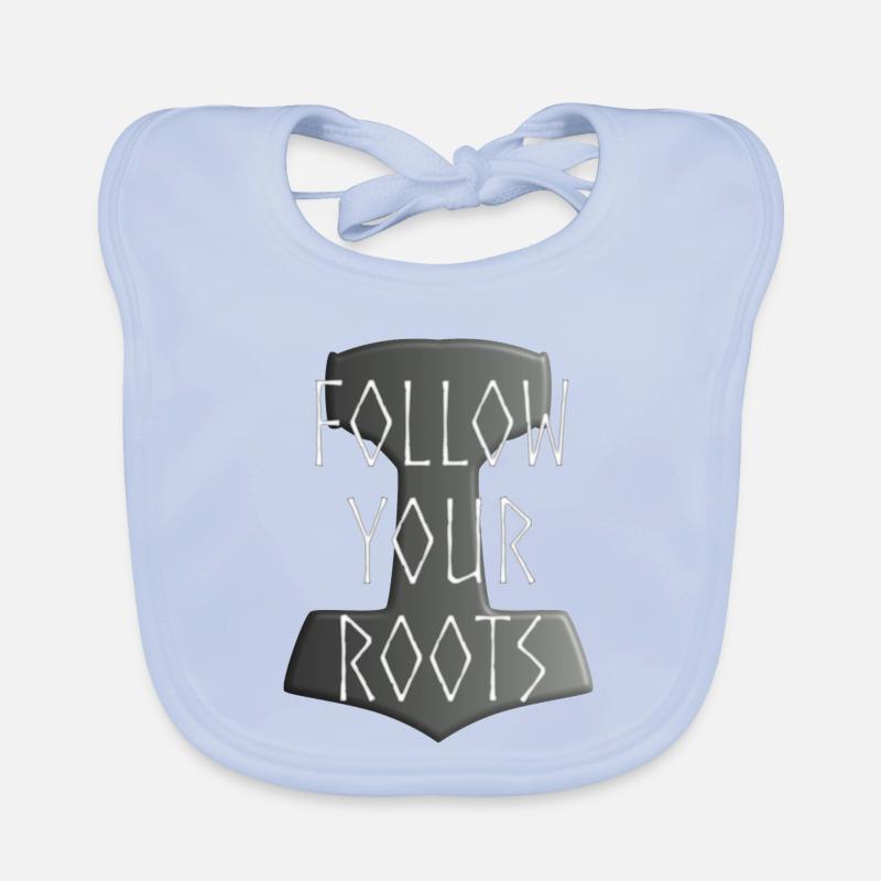 Mjölnir Donar Hammer Thor - Follow your Roots grau Baby Bio-Lätzchen