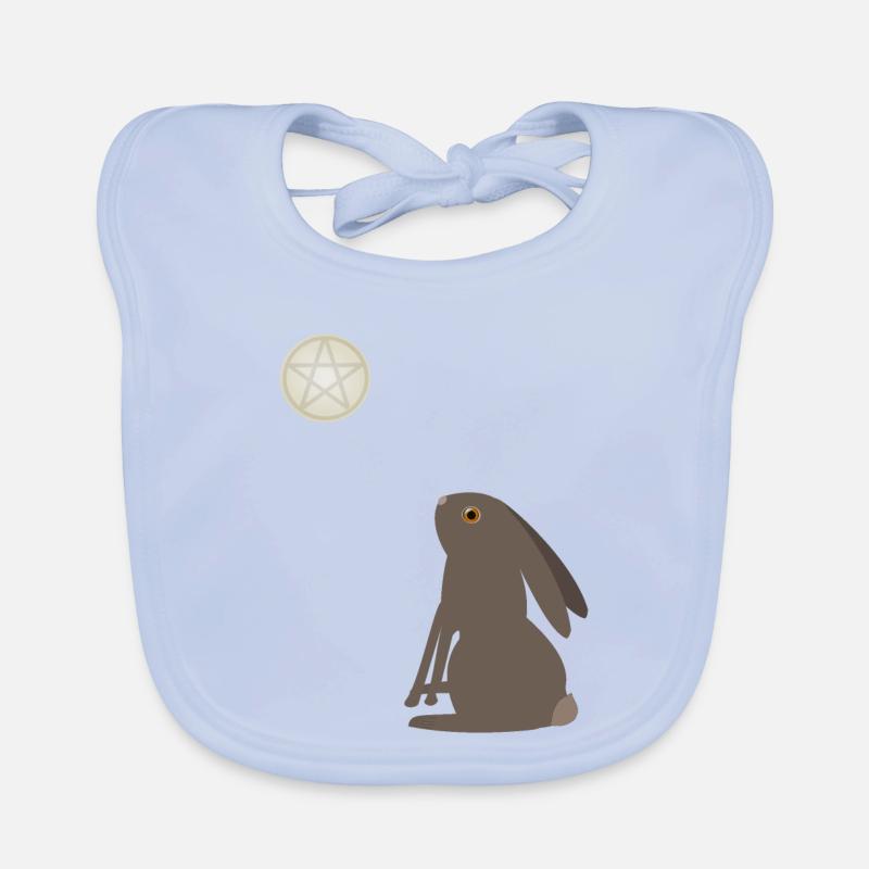 Magical Wiccan Hare and Pentacle Moon Organic Baby Bibs