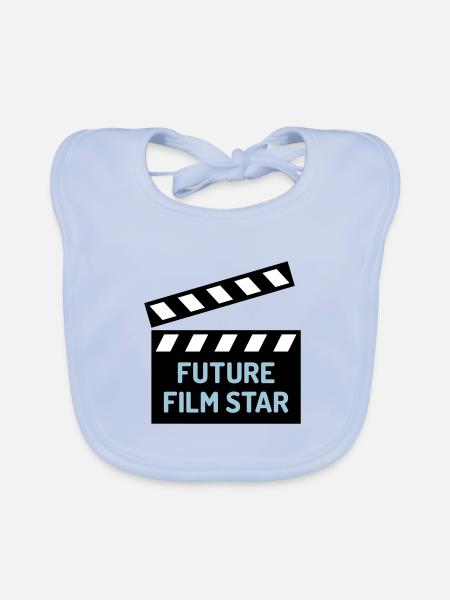 ★ Couleurs de conception modifiables ★ Future star de cinéma - Bavoir bio Bébé - bleu ciel - Devant