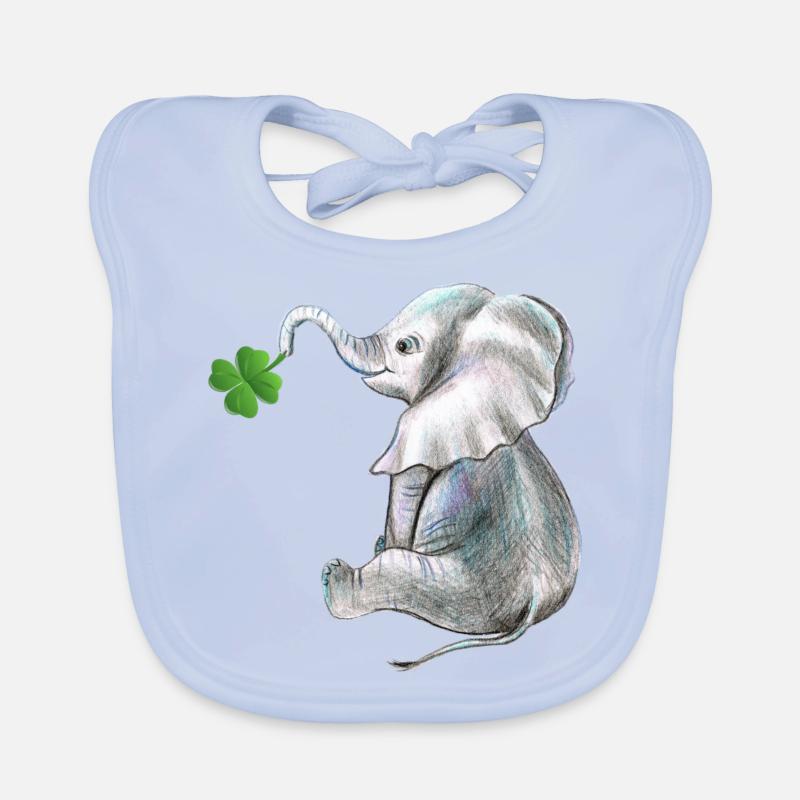 Elephant lucky charm Organic Baby Bibs
