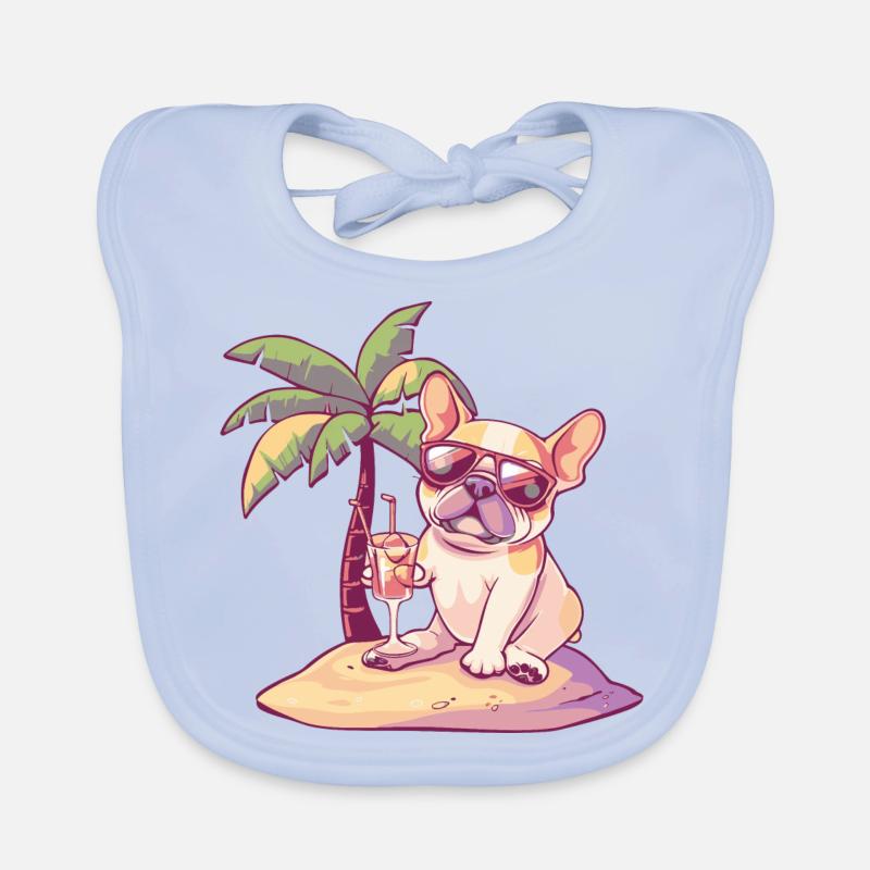 French Buldog Dog Summer Organic Baby Bibs