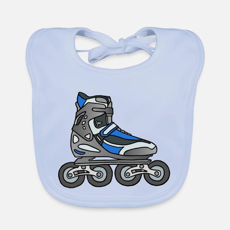 Roller en ligne - Bavoir bio Bébé - bleu ciel
