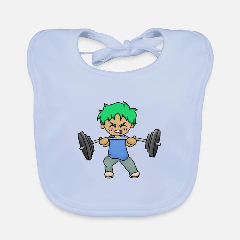 Chibi with muscles and dumbbell Organic Baby Bibs