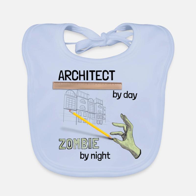 Architecte - Zombie by night - Bavoir bio Bébé - bleu ciel