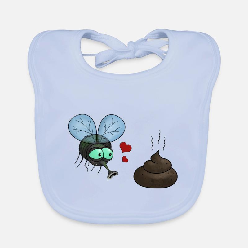 Amour de caca de mouche - Bavoir bio Bébé - bleu ciel