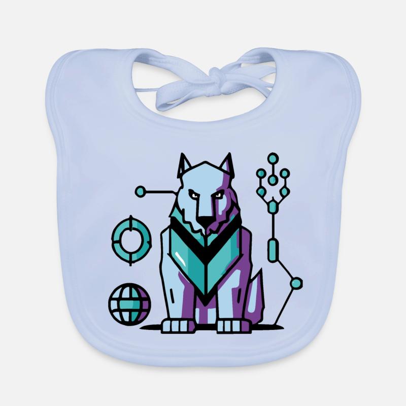 Futuristischer Cyber Wolf Baby Bio-Lätzchen