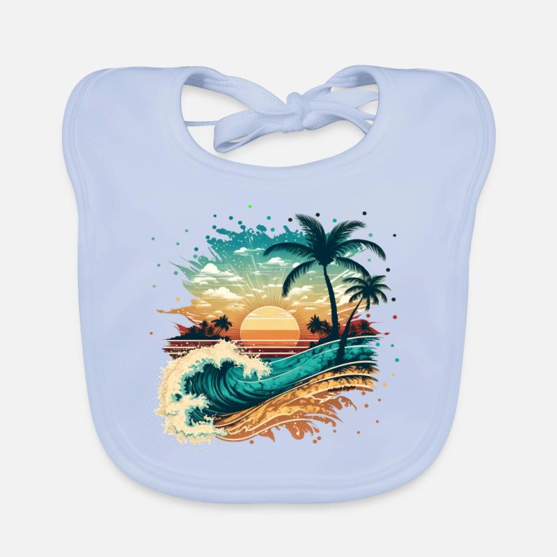 Tropical surf beach Organic Baby Bibs