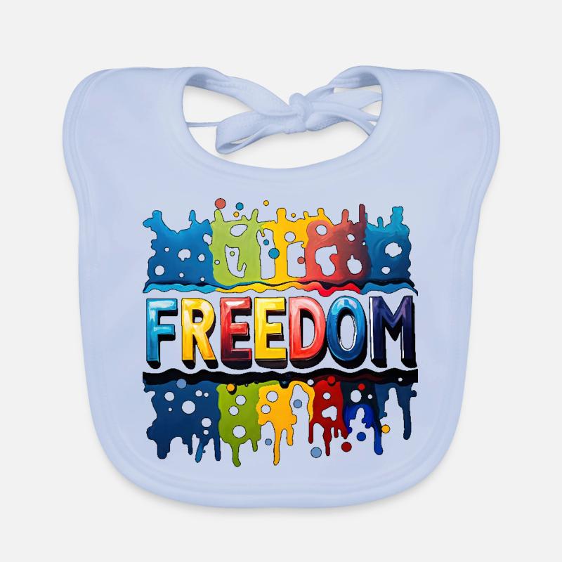 Liberté, Liberté - Bavoir bio Bébé - bleu ciel