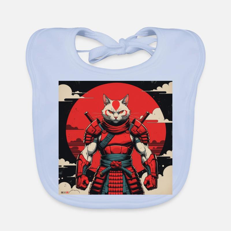 Samurai Cat Warrior Organic Baby Bibs