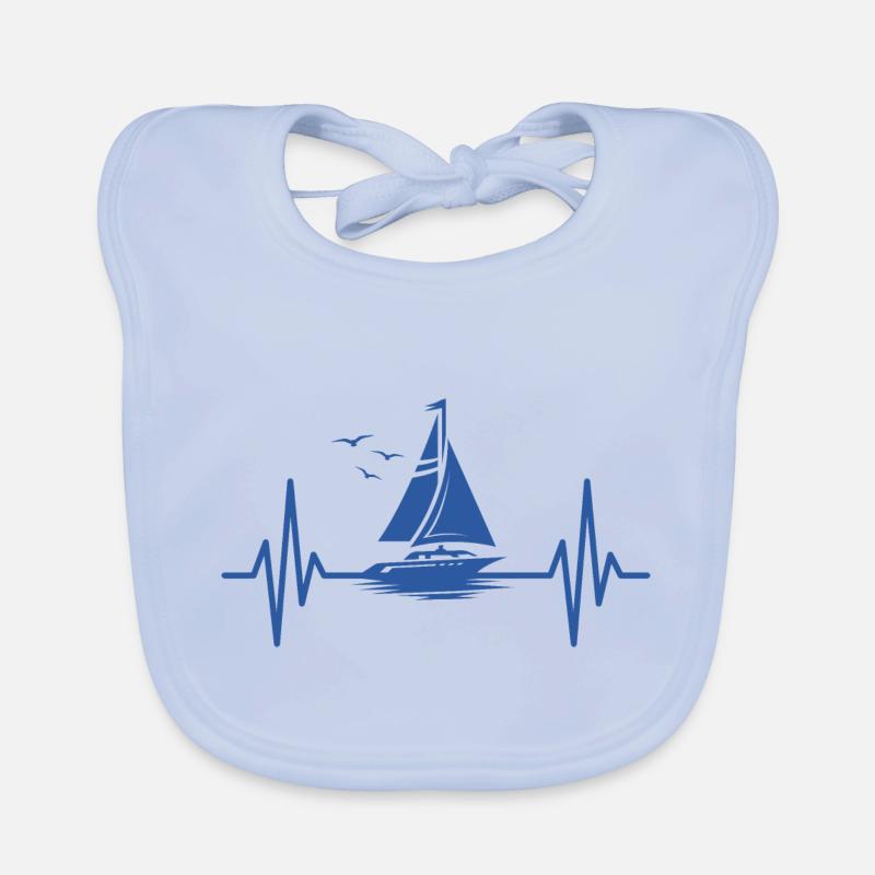 Sailing Heartbeat Sailboat Sailor Organic Baby Bibs