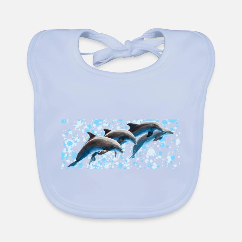 Dolphin Group Jumping, Naturel, Gouttes d’eau Bavoir bio Bébé
