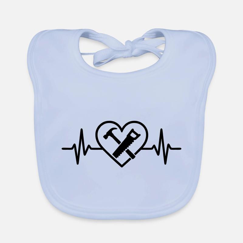 Carpenter Hammer Saw Heart Organic Baby Bibs