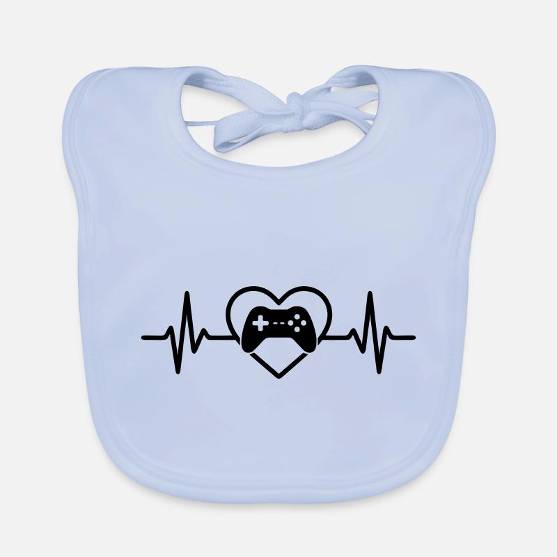 Gamer Controller Heart Gaming Organic Baby Bibs