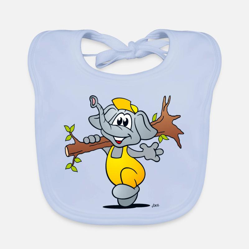 Comic Elefant trägt lachend einen Baum Baby Bio-Lätzchen