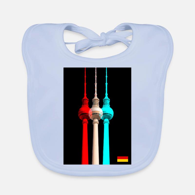 Berliner Fernsehturm - Baby Bio-Lätzchen - sky Blue