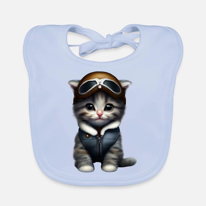Aviator Cat Pilot Cat Organic Baby Bibs