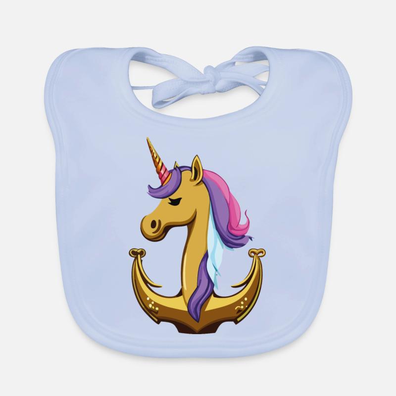 Ancre de licorne - Bavoir bio Bébé - bleu ciel