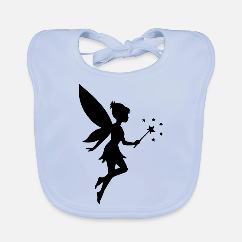Fée elfe - Bavoir bio Bébé - bleu ciel