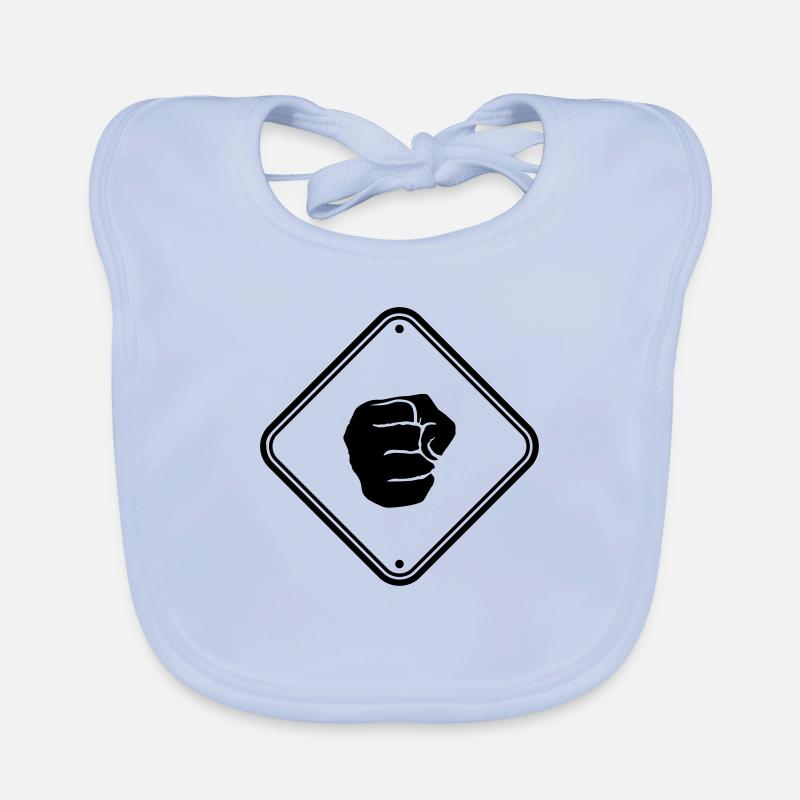 caution beating sign warning alert zone eight Organic Baby Bibs
