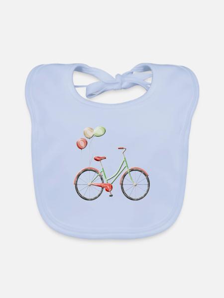 Fahrrad Vintage Luftballons - Baby Bio-Lätzchen - sky Blue - Vorne