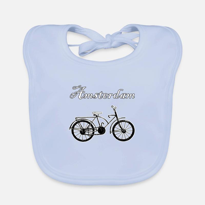 Vélo, Amsterdam, cadeau - Bavoir bio Bébé - bleu ciel