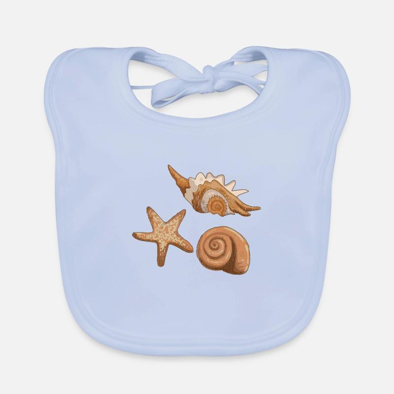 Sea shells and starfish Organic Baby Bibs