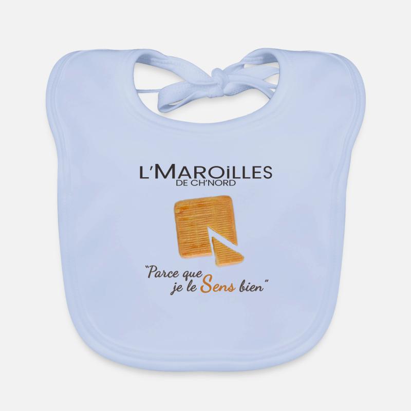 L' MAROILLES - Bavoir bio Bébé - bleu ciel