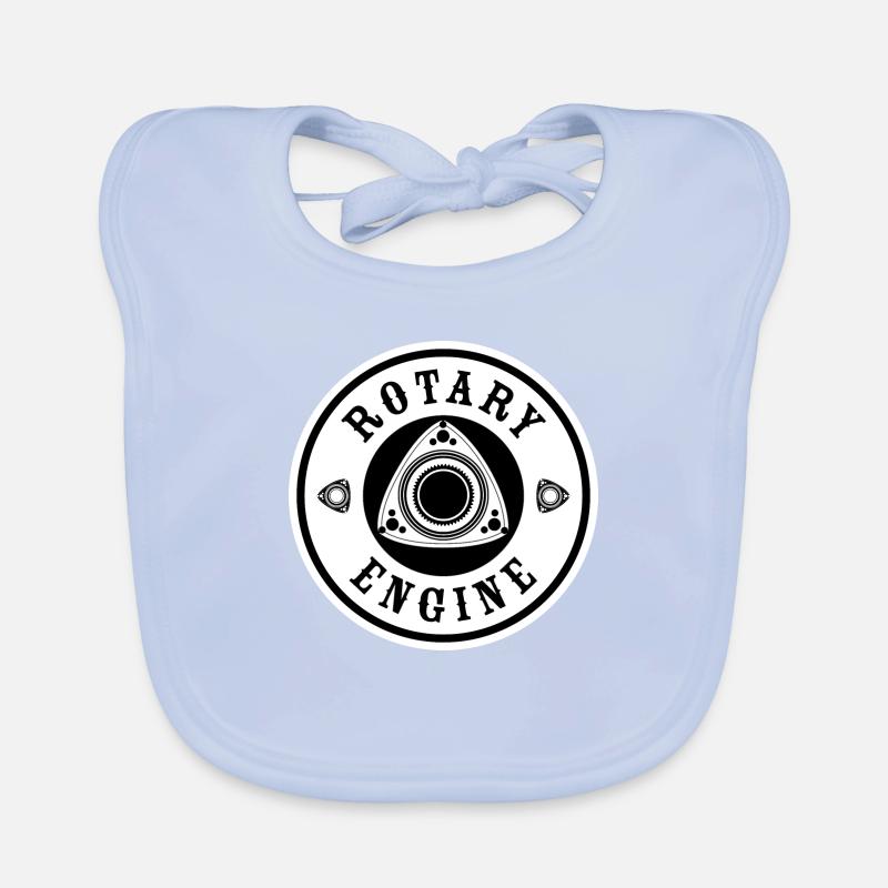 Moteur rotatif - Blanc - Bavoir bio Bébé - bleu ciel