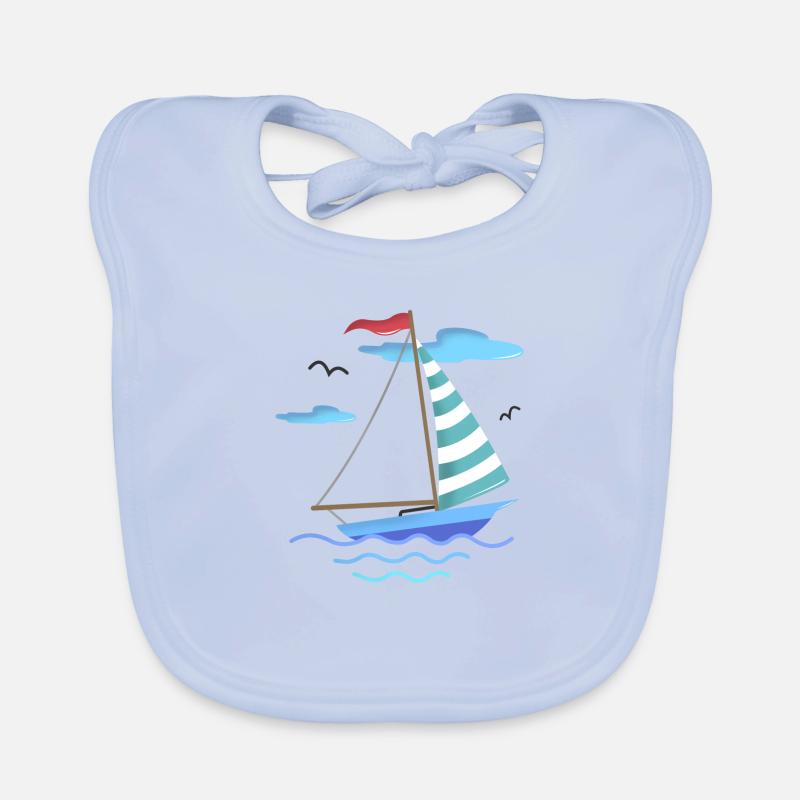 VOILIER BATEAU BATEAU MER MARITIM IDÉE CADEAU - Bavoir bio Bébé - bleu ciel