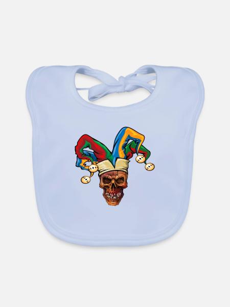Skull Fasnet Fastnacht Fasching Karneval - Baby Bio-Lätzchen - sky Blue - Vorne