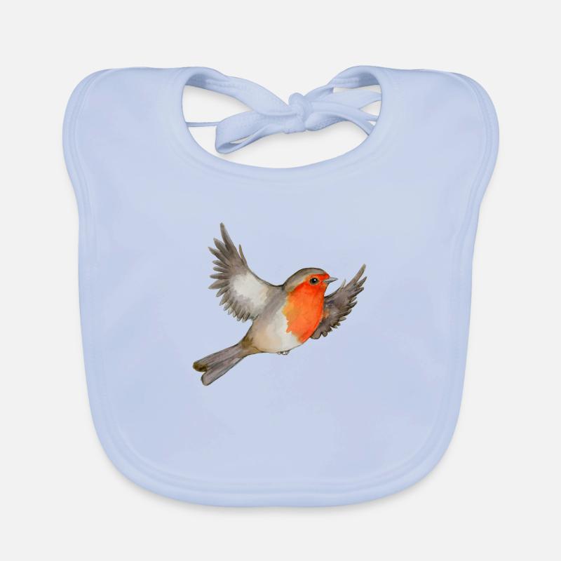 Eine Aquarellzeichnung eines fliegenden Rotkehlchens Baby Bio-Lätzchen
