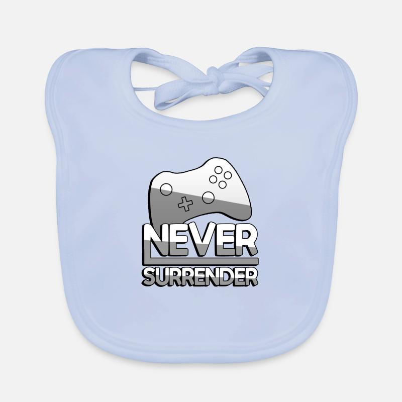 NEVER SURRENDER (Weiß) + Controller - Gaming Baby Bio-Lätzchen