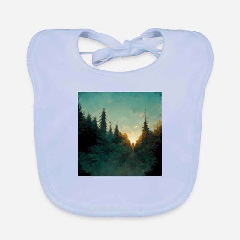 Coucher de soleil dans la forêt Bavoir bio Bébé