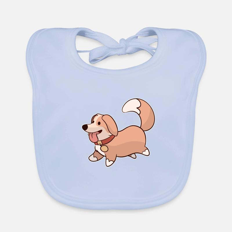Chien mignon - Bavoir bio Bébé - bleu ciel