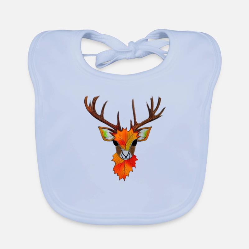 Hirschkopf im Herbst Hirsch Geweih Bock Reh Kitz 5 Baby Bio-Lätzchen