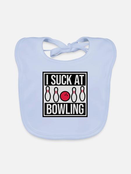 Je suis nul au bowling - Bavoir bio Bébé - bleu ciel - Devant