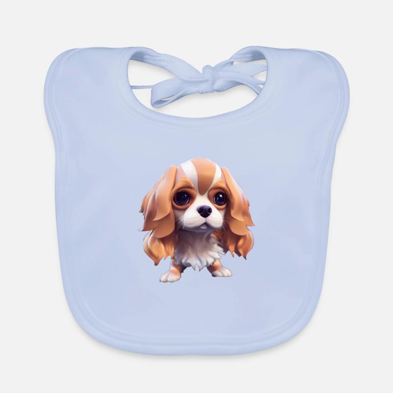Cavalier King Charles Chien - Cavalier King Charles - Bavoir bio Bébé - bleu ciel
