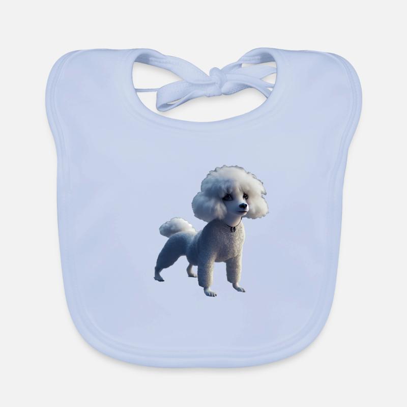 Caniche Dog - Caniche - Bavoir bio Bébé - bleu ciel