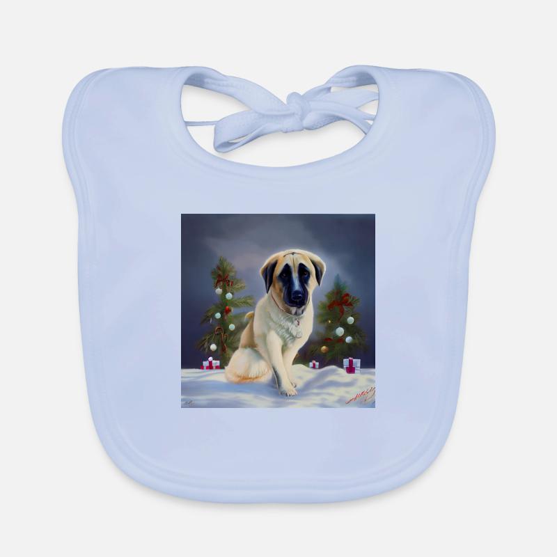 Kangal Noël - Noël Kangal - Bavoir bio Bébé - bleu ciel