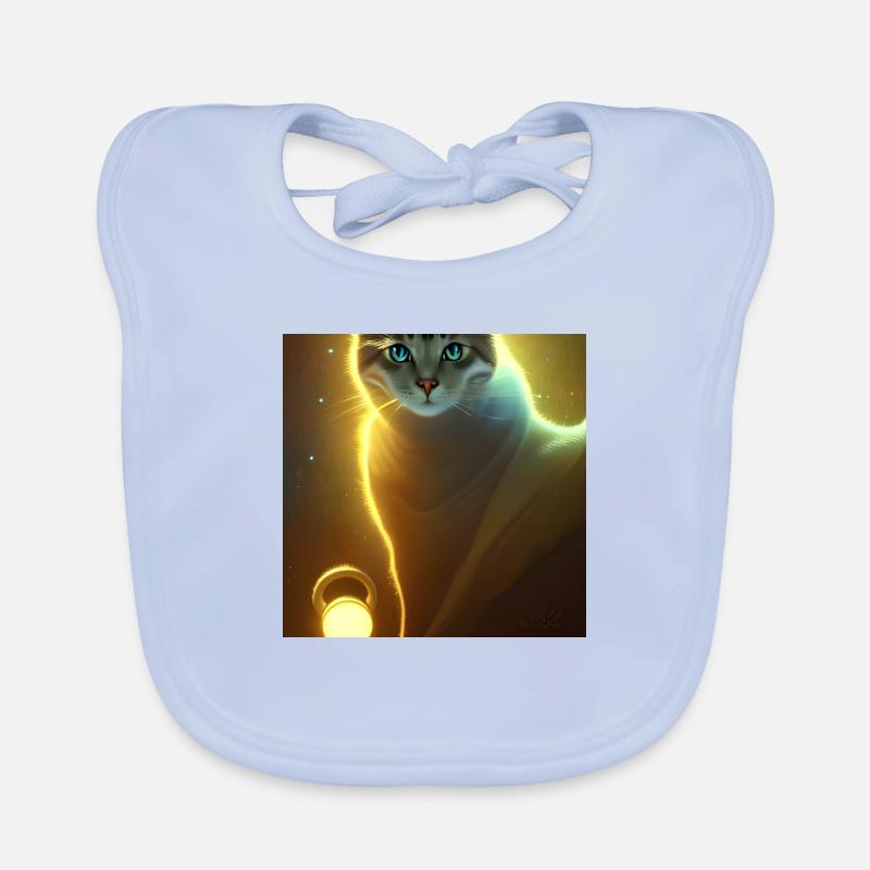 Le chat de l’univers - Bavoir bio Bébé - bleu ciel