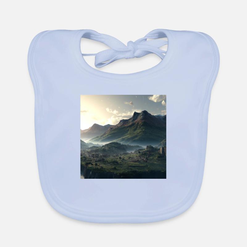 Wunderschöne Berglandschaft im Nebel Baby Bio-Lätzchen